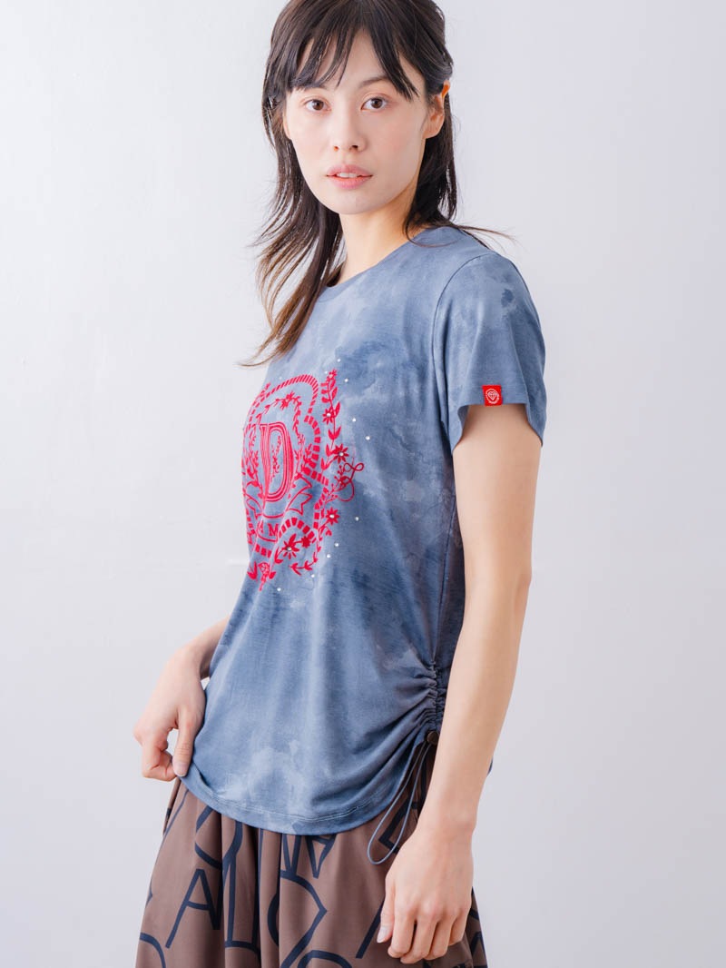 フロッキープリント Tシャツ ブルー 1534-1457