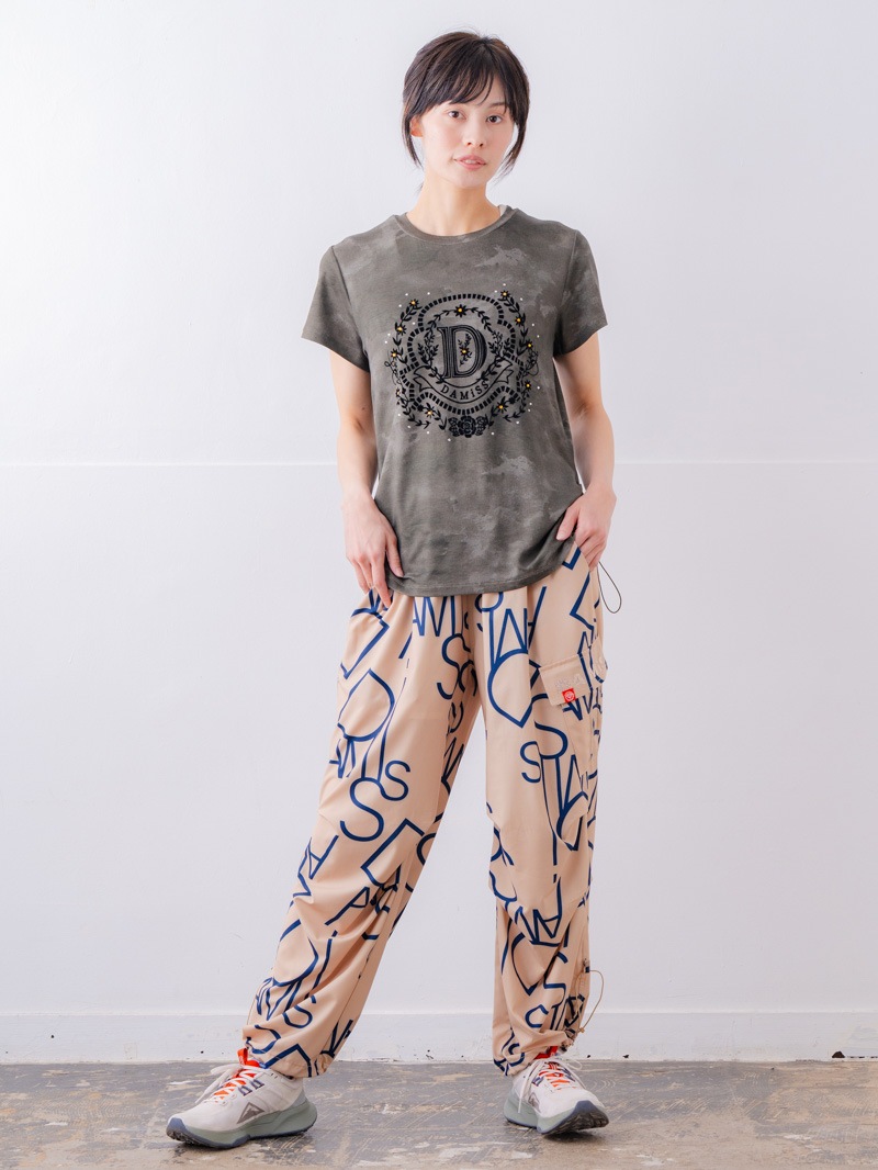 フロッキープリント Tシャツ カーキ 1534-1457