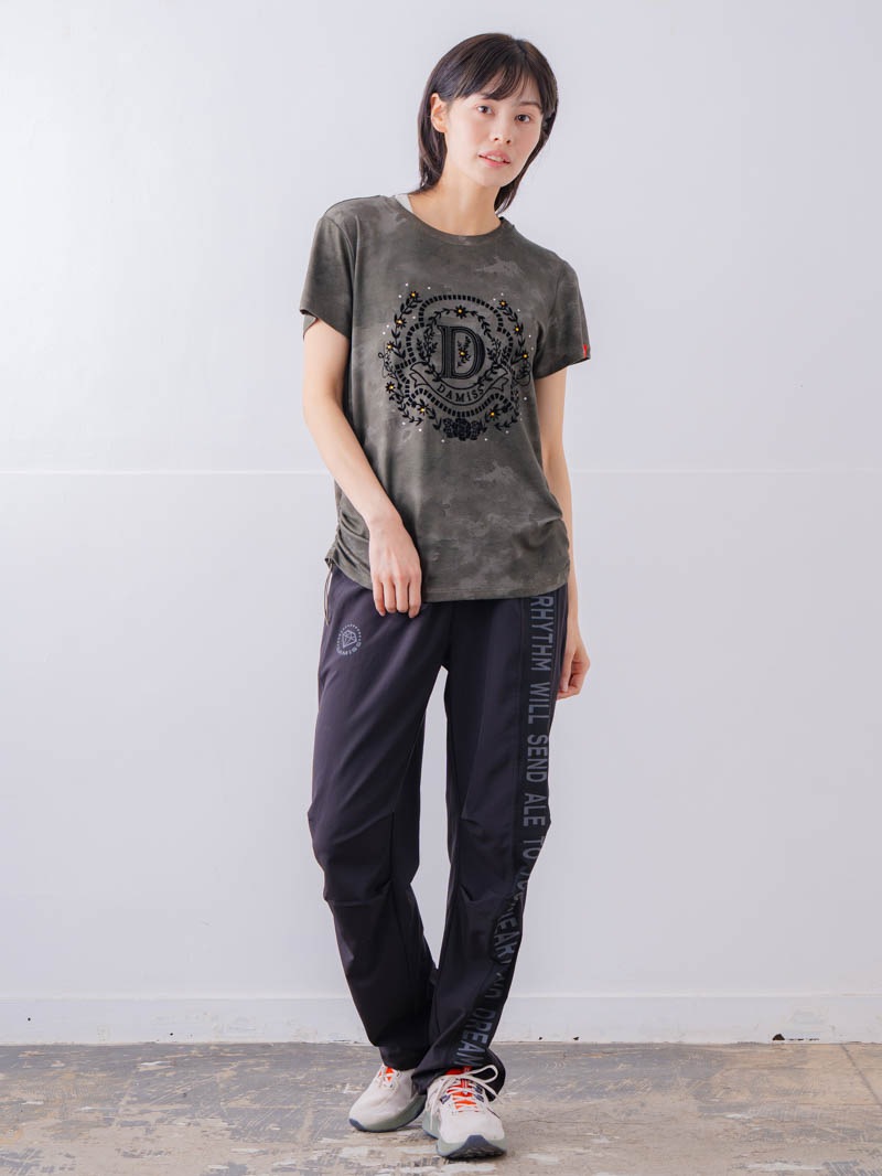 フロッキープリント Tシャツ カーキ 1534-1457