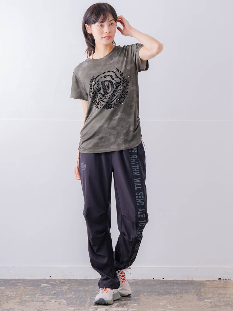 フロッキープリント Tシャツ カーキ 1534-1457