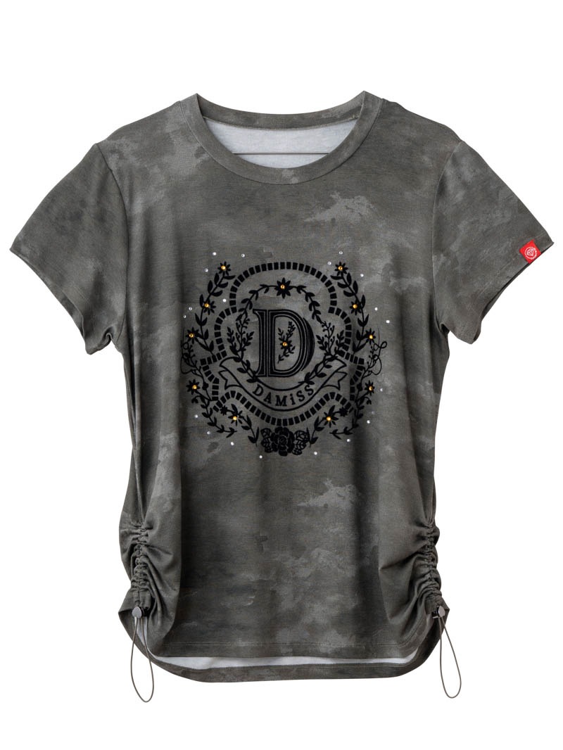 フロッキープリント Tシャツ カーキ 1534-1457