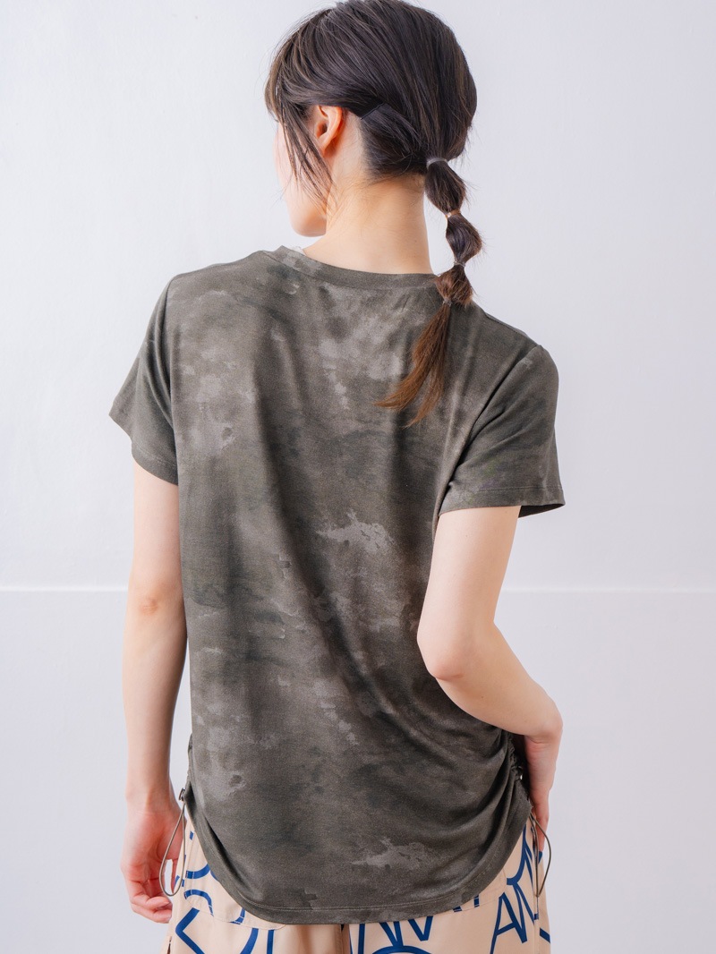 フロッキープリント Tシャツ カーキ 1534-1457