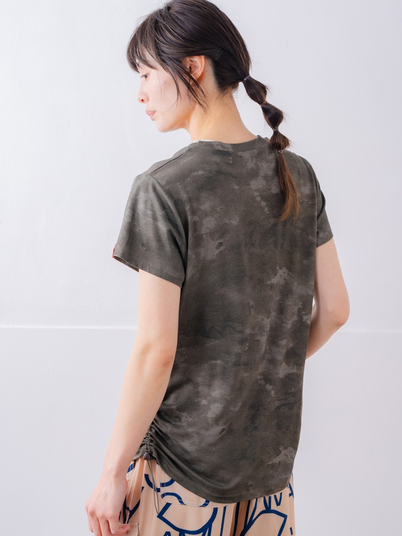 フロッキープリント Tシャツ カーキ 1534-1457