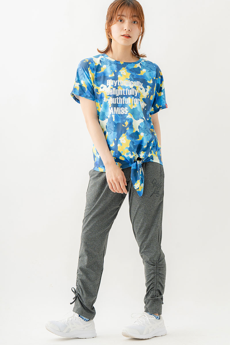 ラバープリントドロストパンツ　杢チャコール　1532-1443