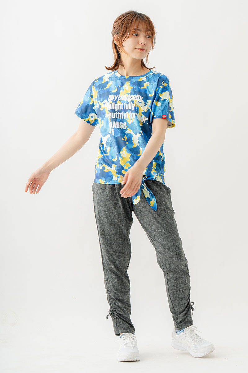 ラバープリントドロストパンツ　杢チャコール　1532-1443