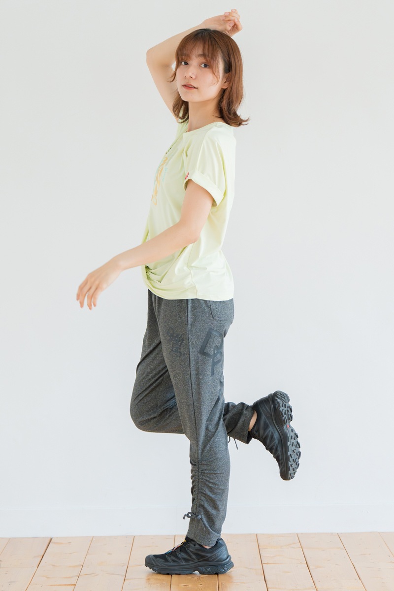 ラバープリントドロストパンツ　杢チャコール　1532-1443