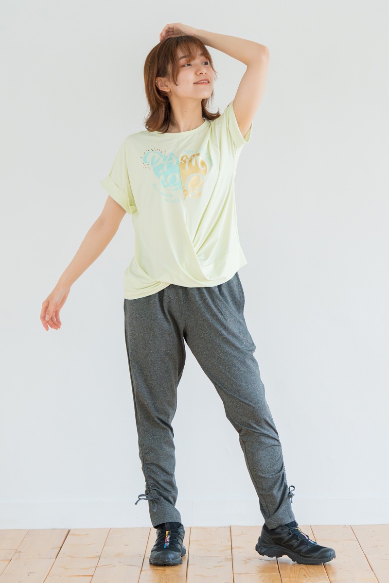 ラバープリントドロストパンツ　杢チャコール　1532-1443
