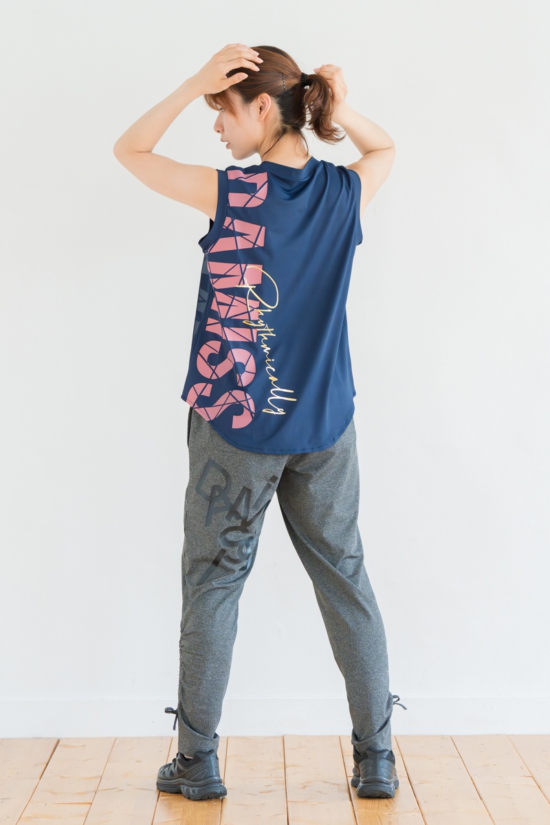 ラバープリントドロストパンツ　杢チャコール　1532-1443