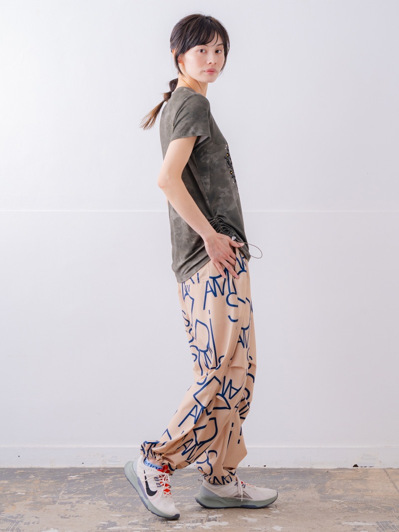 Airy プリント ワイドカーゴパンツ ベージュ 1532-1458