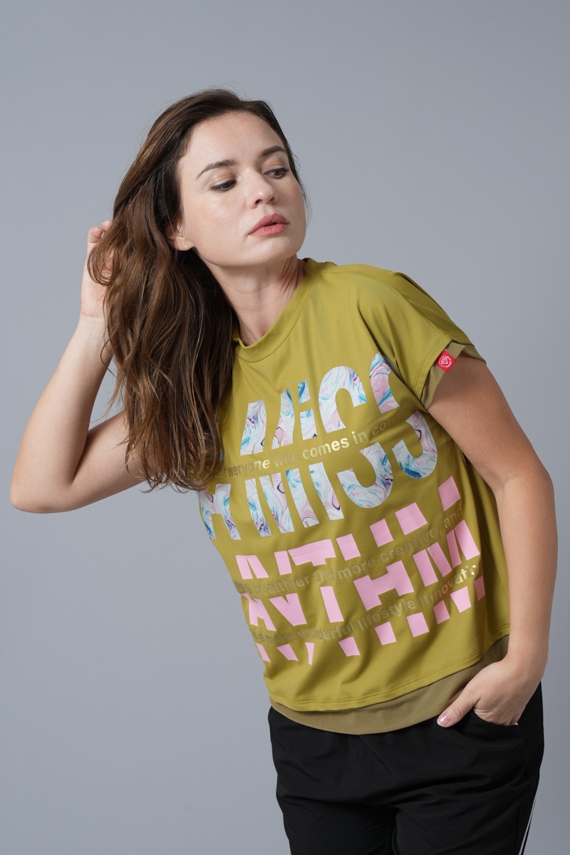 マーブルフローラTシャツ オリーブ 1434-1418