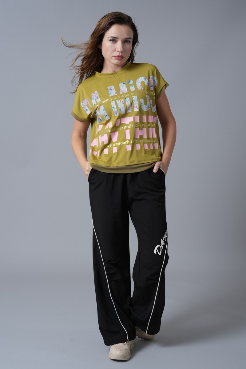 マーブルフローラTシャツ オリーブ 1434-1418