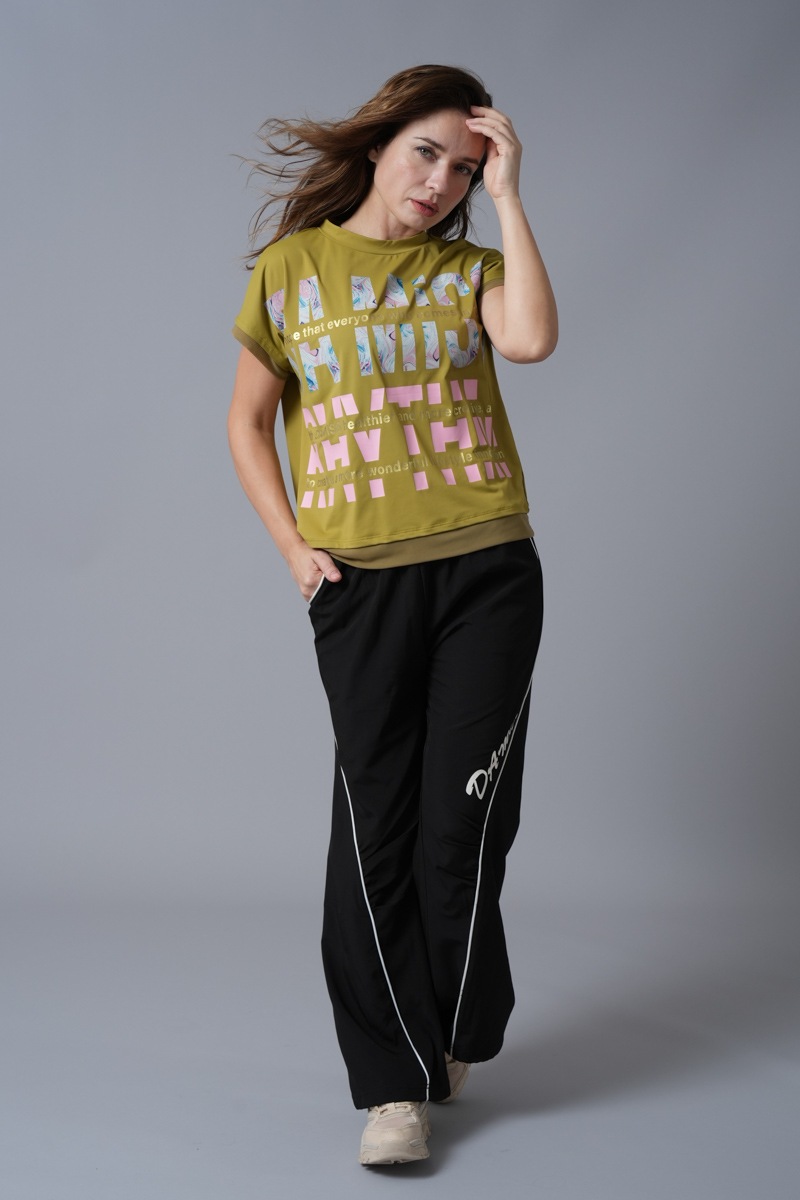 マーブルフローラTシャツ オリーブ 1434-1418