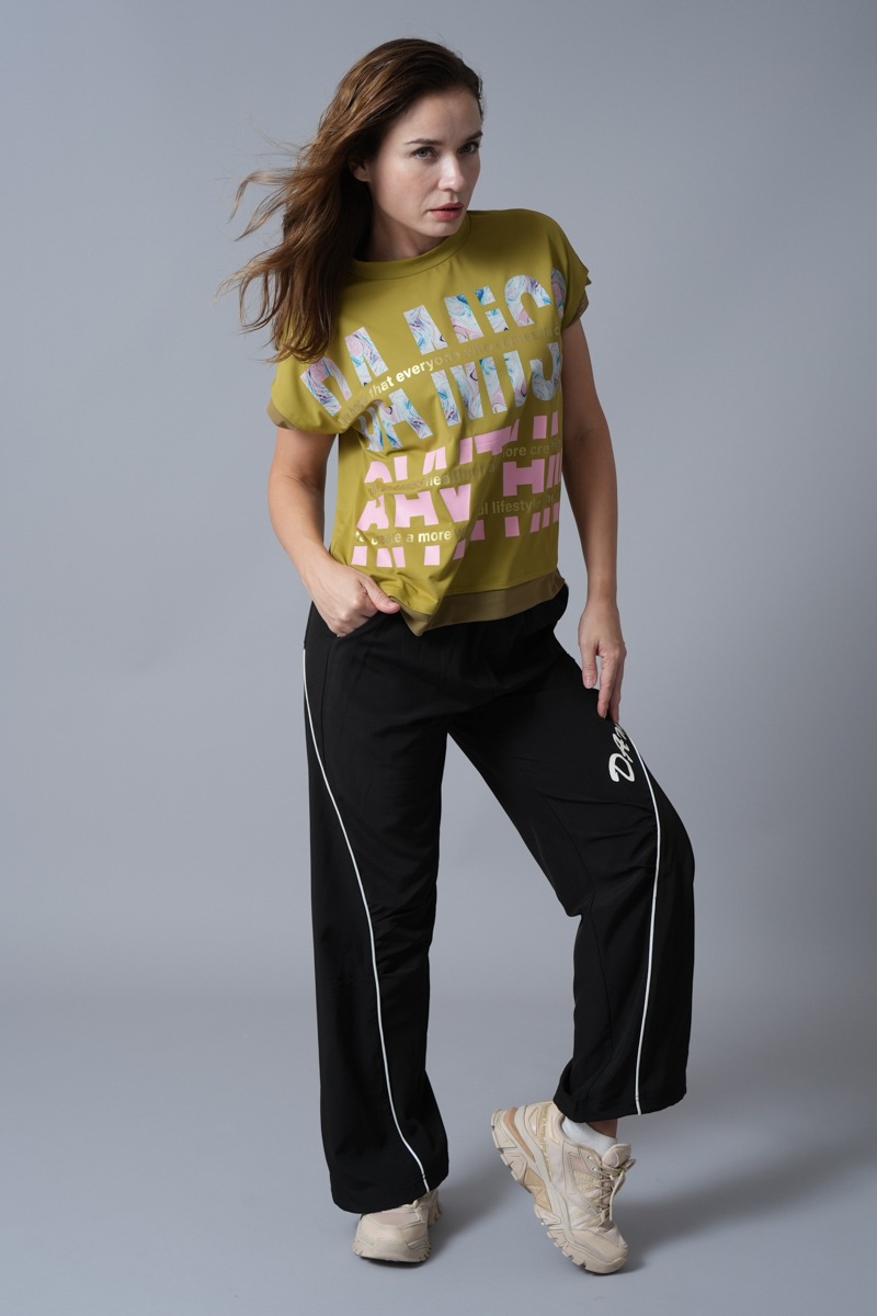 マーブルフローラTシャツ オリーブ 1434-1418