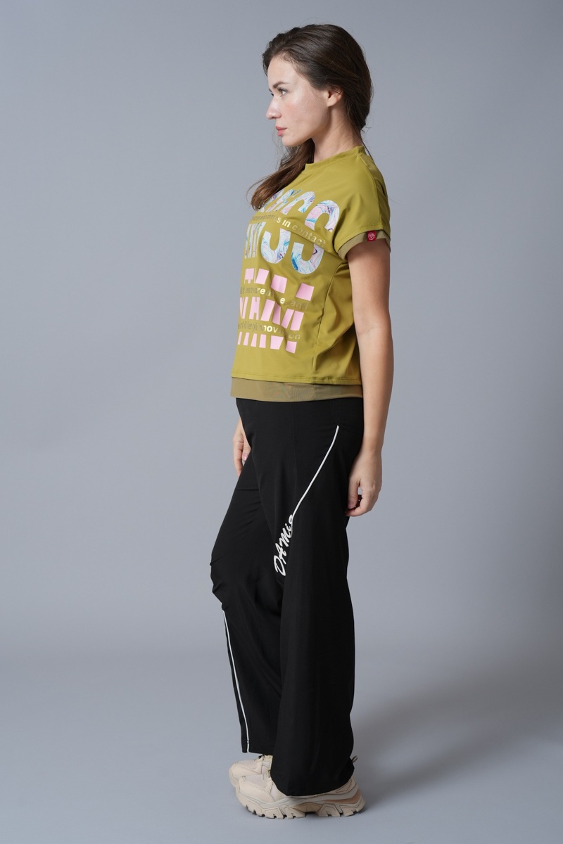 マーブルフローラTシャツ オリーブ 1434-1418