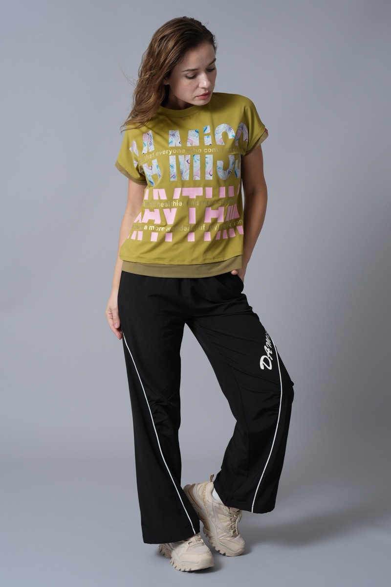 マーブルフローラTシャツ オリーブ 1434-1418