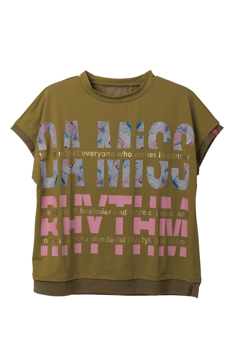 マーブルフローラTシャツ オリーブ 1434-1418