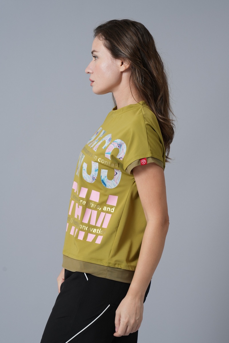 マーブルフローラTシャツ オリーブ 1434-1418