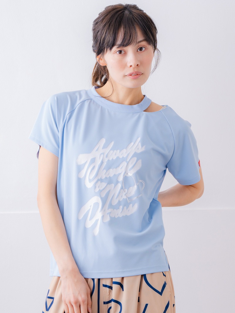 スプレーロゴ ウェッジ Tシャツ サックス 1534-1456