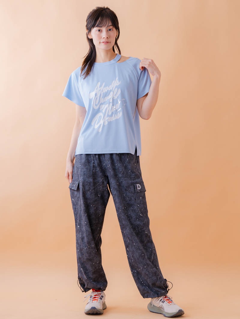 スプレーロゴ ウェッジ Tシャツ サックス 1534-1456