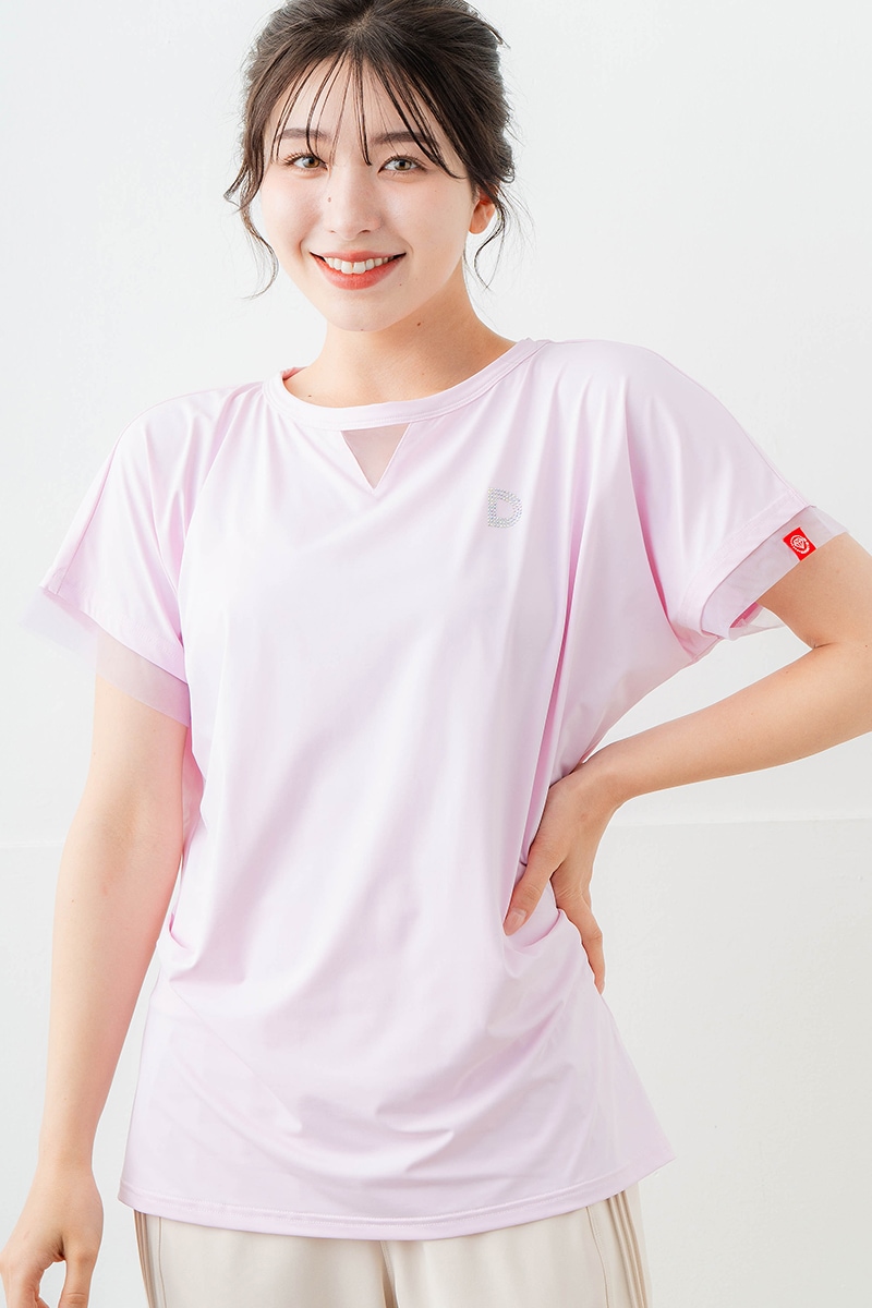 ポイントシースルーTシャツ ピンク 5634-1484