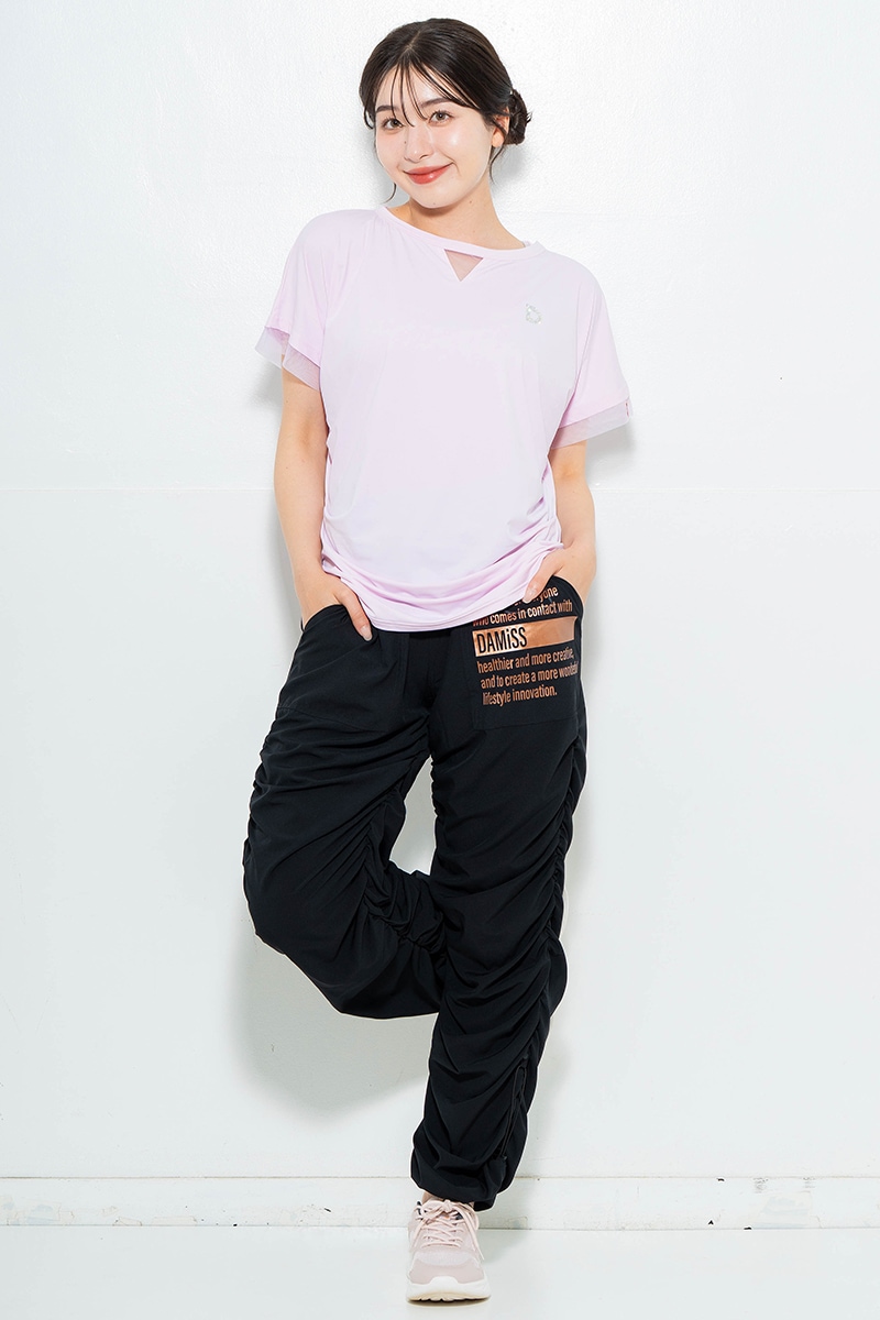 ポイントシースルーTシャツ ピンク 5634-1484