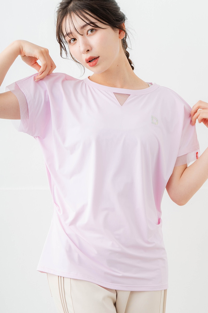 ポイントシースルーTシャツ ピンク 5634-1484