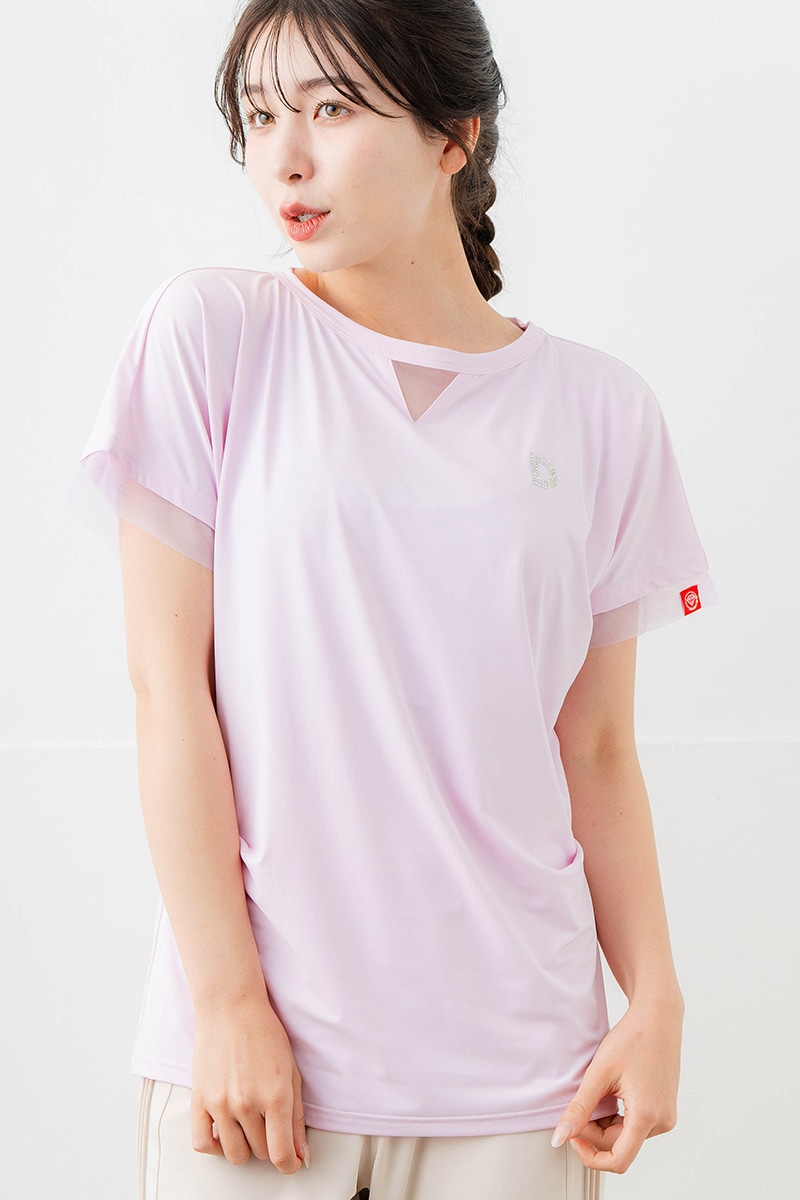 ポイントシースルーTシャツ ピンク 5634-1484