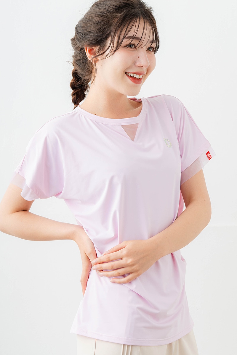ポイントシースルーTシャツ ピンク 5634-1484