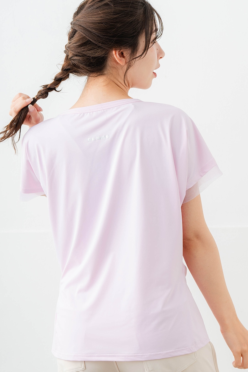 ポイントシースルーTシャツ ピンク 5634-1484