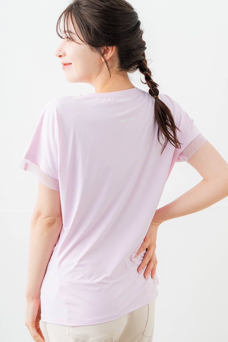 ポイントシースルーTシャツ ピンク 5634-1484