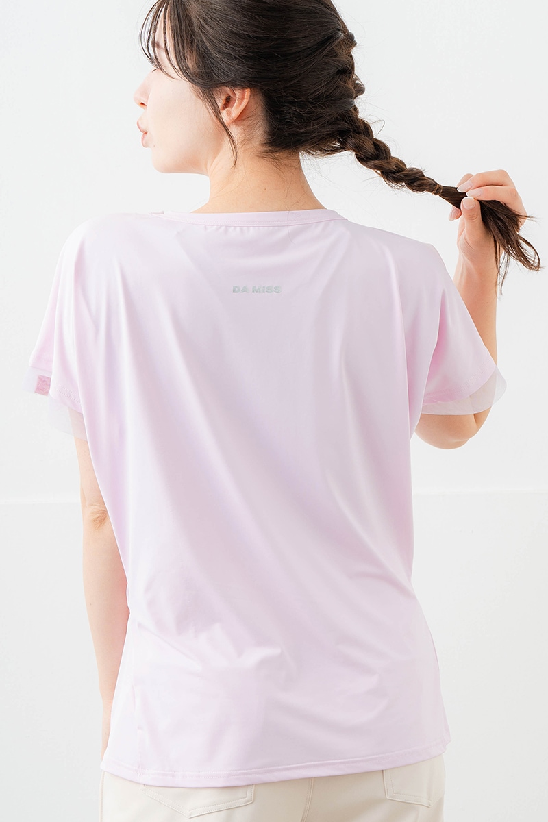 ポイントシースルーTシャツ ピンク 5634-1484
