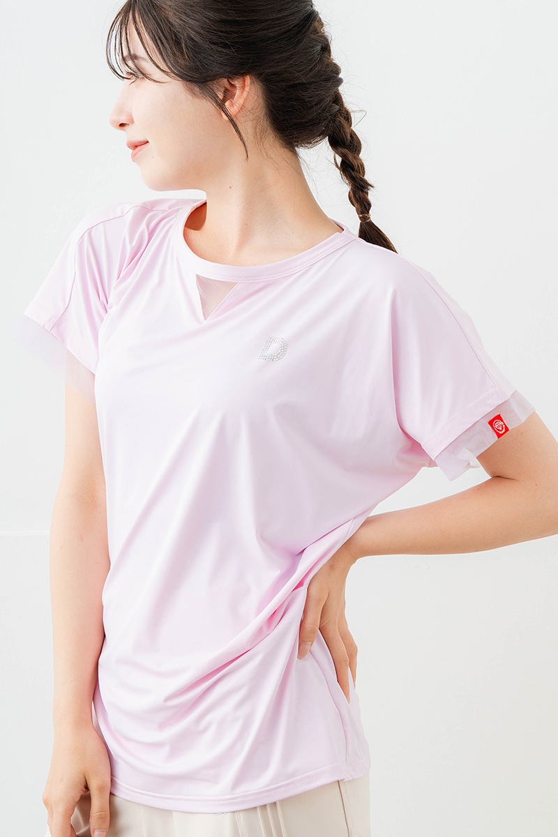 ポイントシースルーTシャツ ピンク 5634-1484