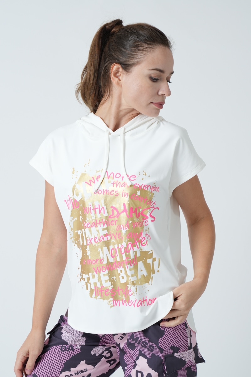 グラフィティーアートパーカーTシャツ ホワイト 1434-1419