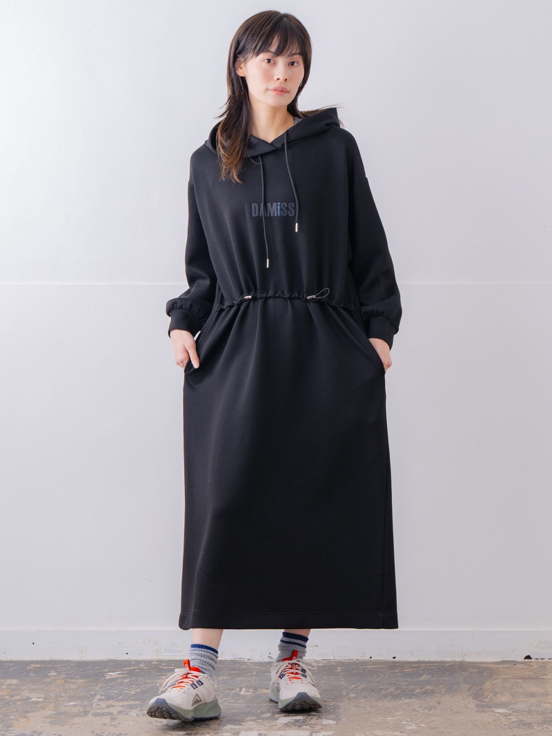 ソフトタッチ フードワンピース ブラック 1558-1460