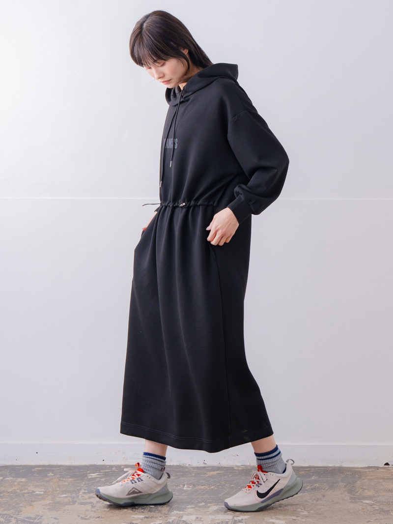 先行割10％OFF】 ソフトタッチ フードワンピース ブラック 1558-1460