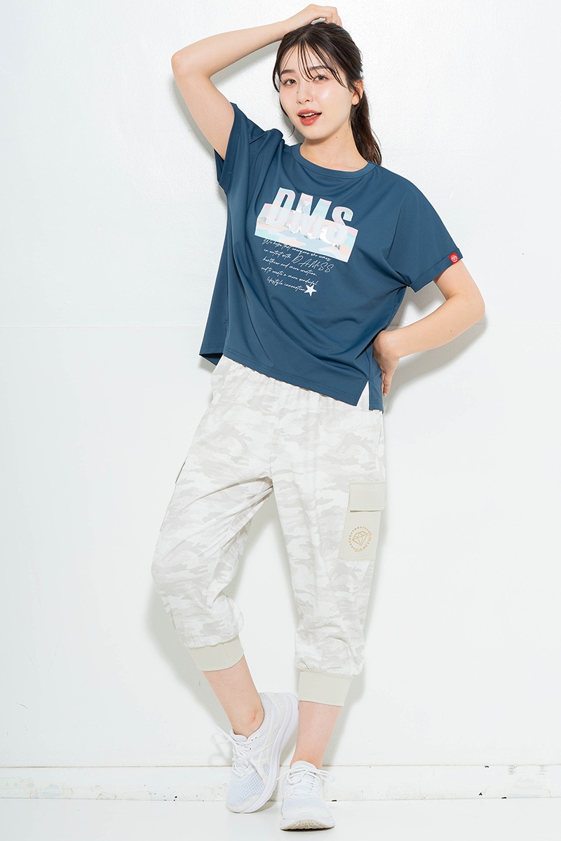 スイート迷彩ロゴTシャツ チャコールブルー 1634-1627
