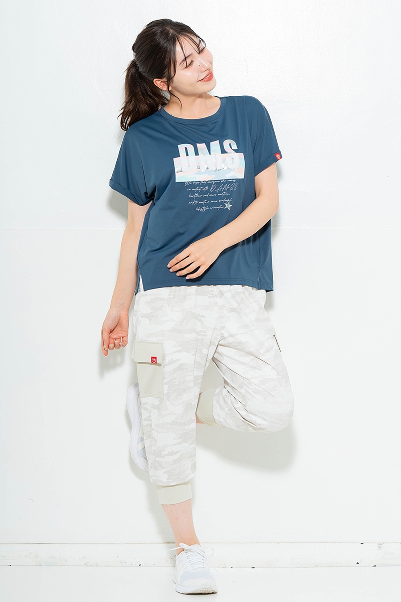 スイート迷彩ロゴTシャツ チャコールブルー 1634-1627