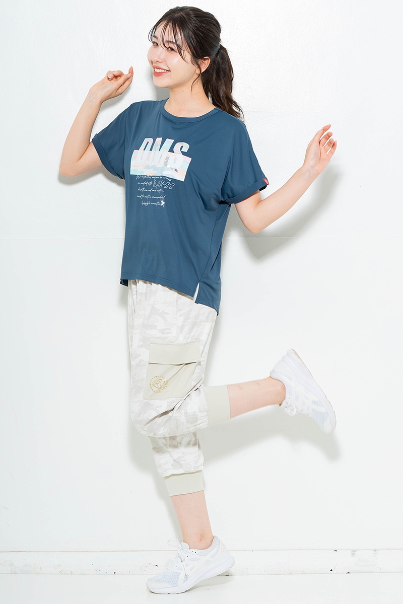 スイート迷彩ロゴTシャツ チャコールブルー 1634-1627