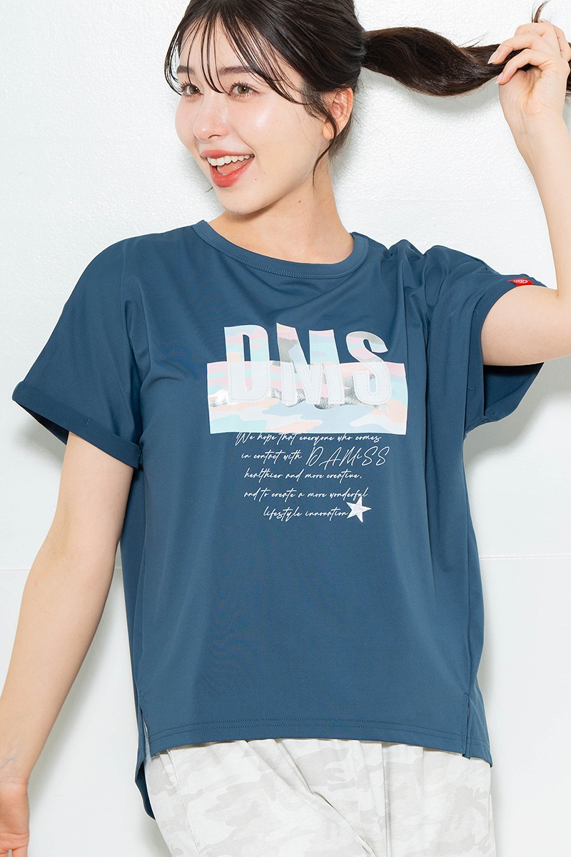 スイート迷彩ロゴTシャツ チャコールブルー 1634-1627