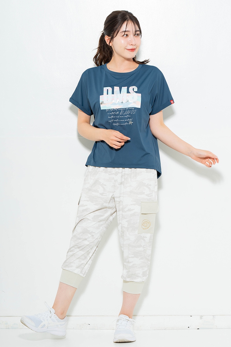スイート迷彩ロゴTシャツ チャコールブルー 1634-1627