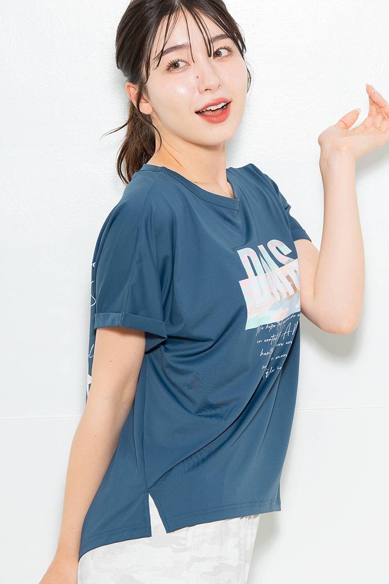 スイート迷彩ロゴTシャツ チャコールブルー 1634-1627