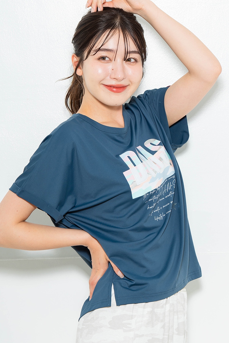スイート迷彩ロゴTシャツ チャコールブルー 1634-1627