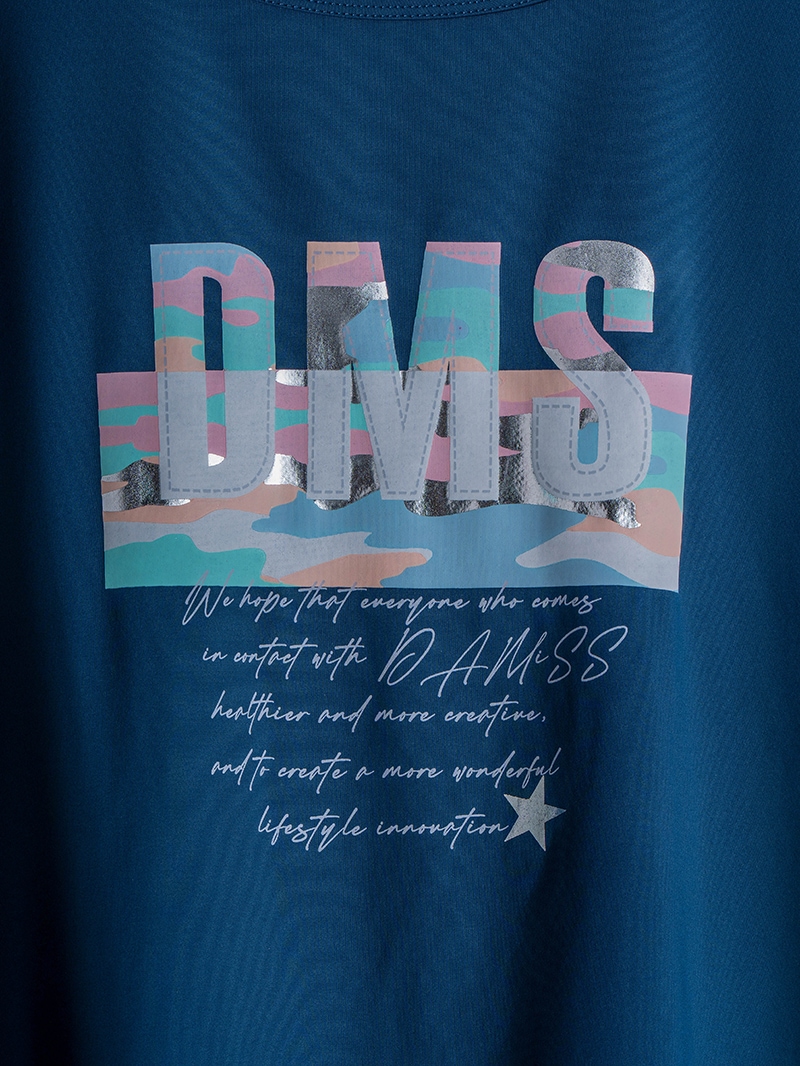 スイート迷彩ロゴTシャツ チャコールブルー 1634-1627