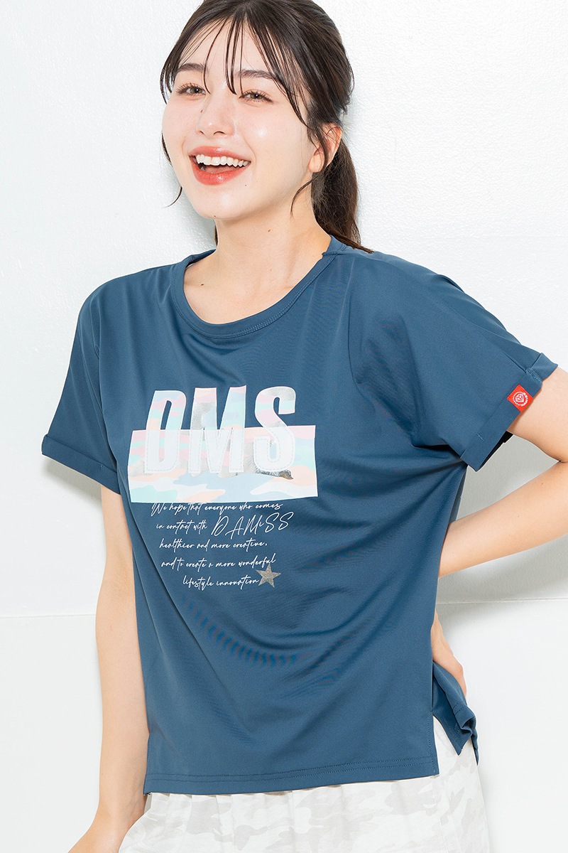 スイート迷彩ロゴTシャツ チャコールブルー 1634-1627
