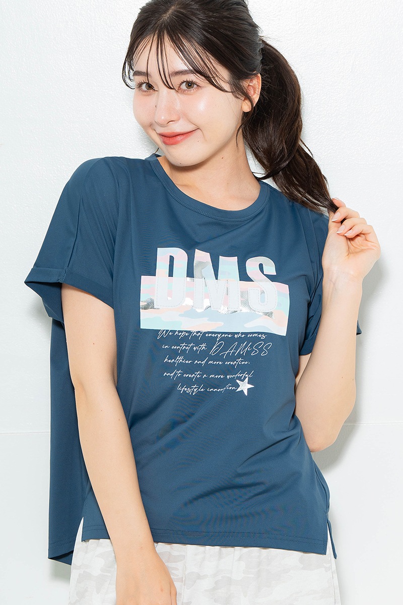 スイート迷彩ロゴTシャツ チャコールブルー 1634-1627