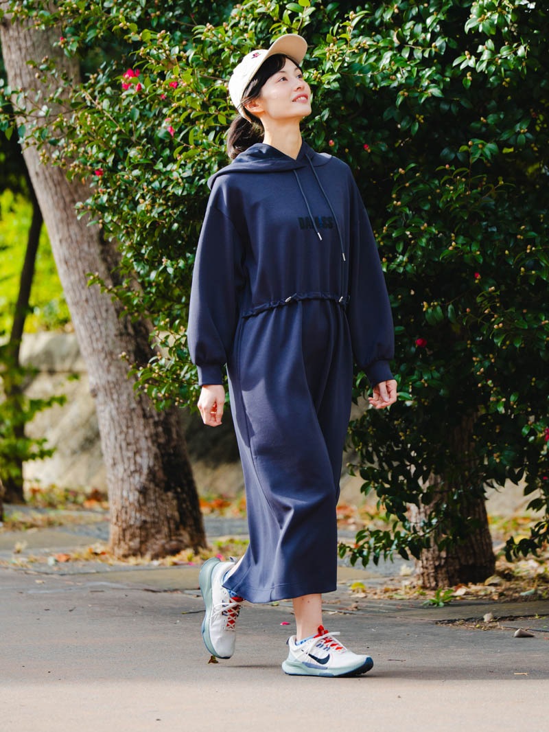 ソフトタッチ フードワンピース チャコール 1558-1460