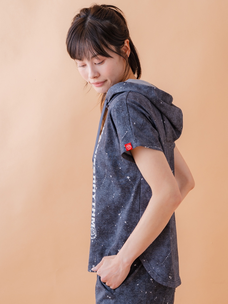 ダメージフード Tシャツ ブラック 1534-1461