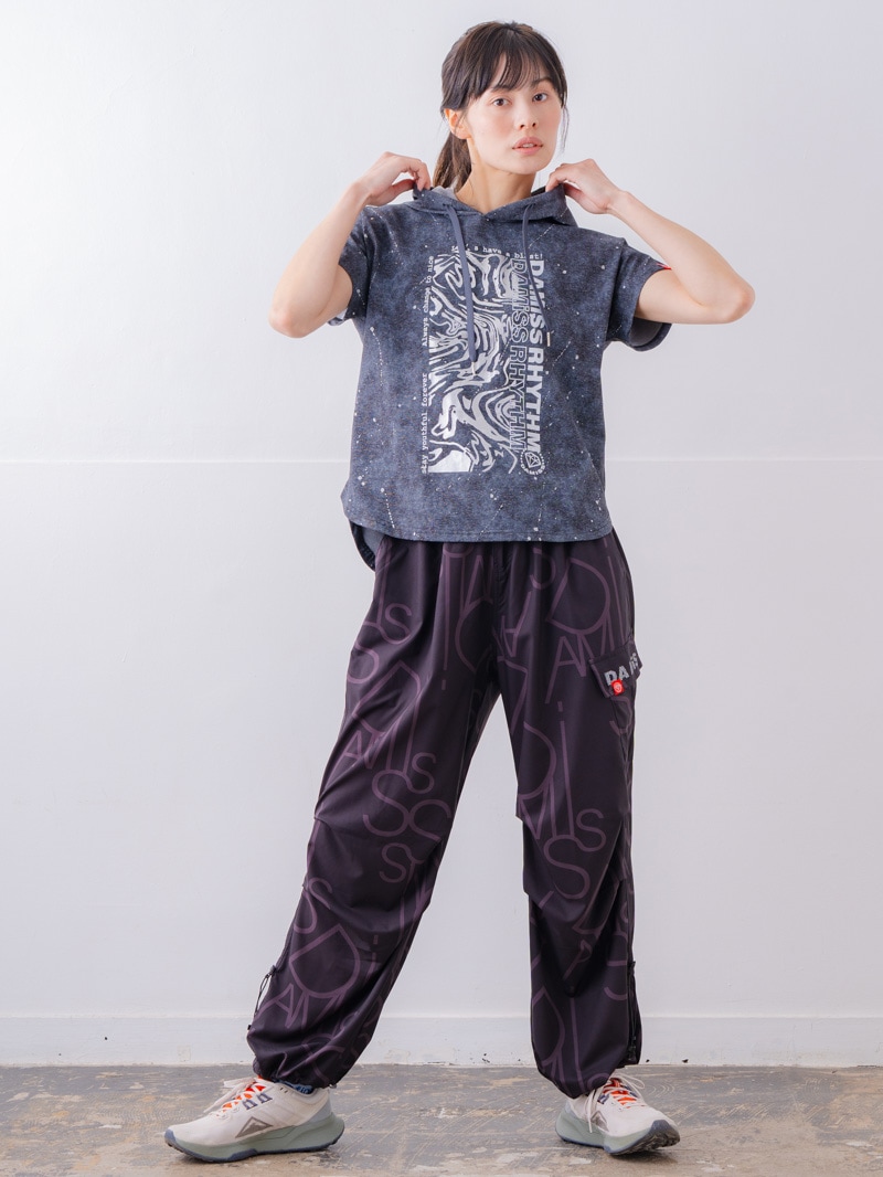 ダメージフード Tシャツ ブラック 1534-1461