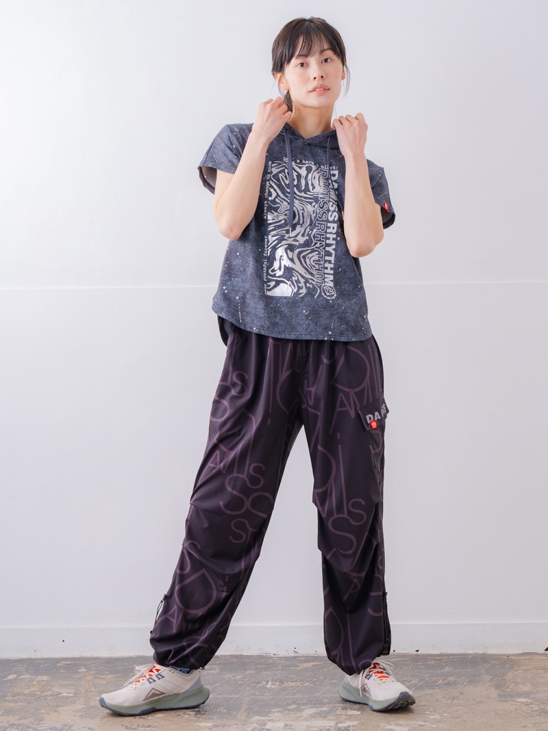 ダメージフード Tシャツ ブラック 1534-1461