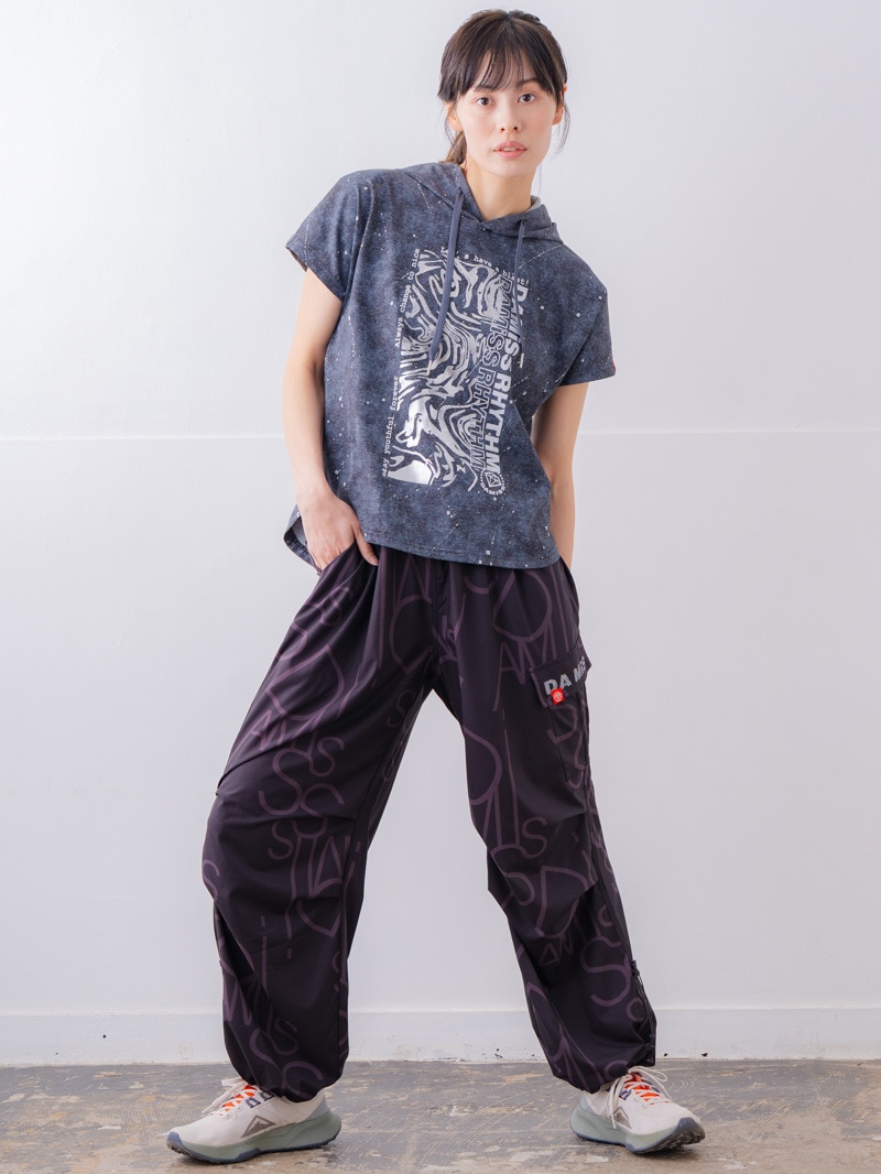 ダメージフード Tシャツ ブラック 1534-1461